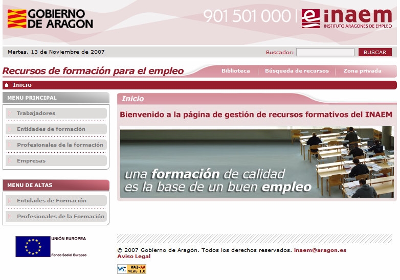 Gestin de recursos de formacin de INAEM WEB